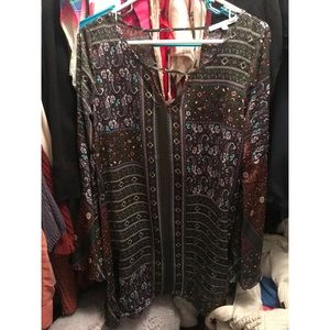 Silk boho long sleeve dress